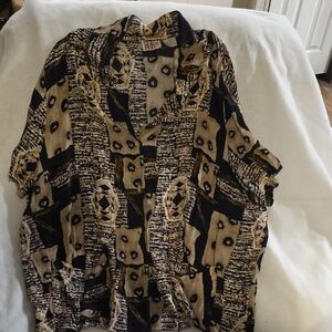 R&K Abstract Black and Tan Blouse